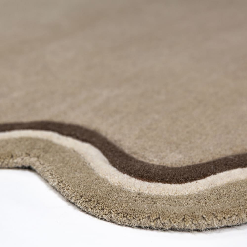 Tapis en laine rond beige et marron 180x180cm — vue 4