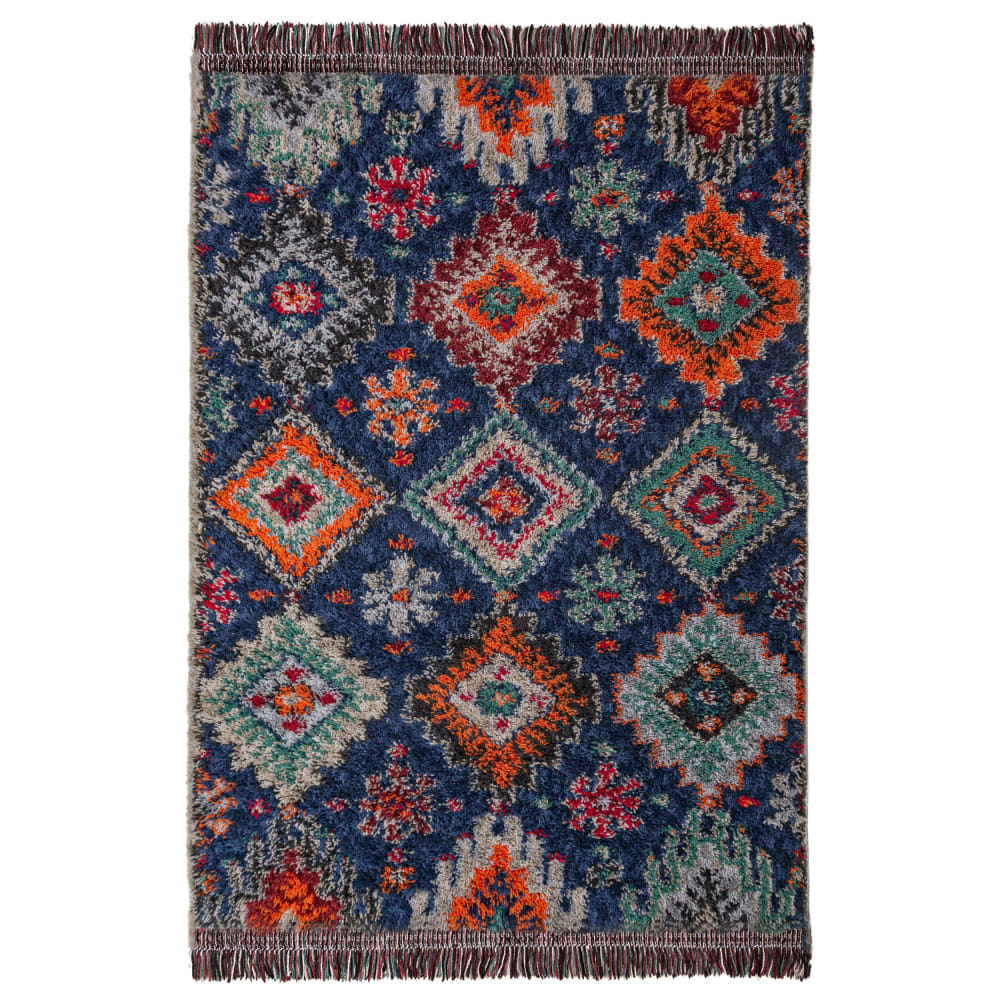 Tapis shaggy bleu, orange et vert 133x190cm