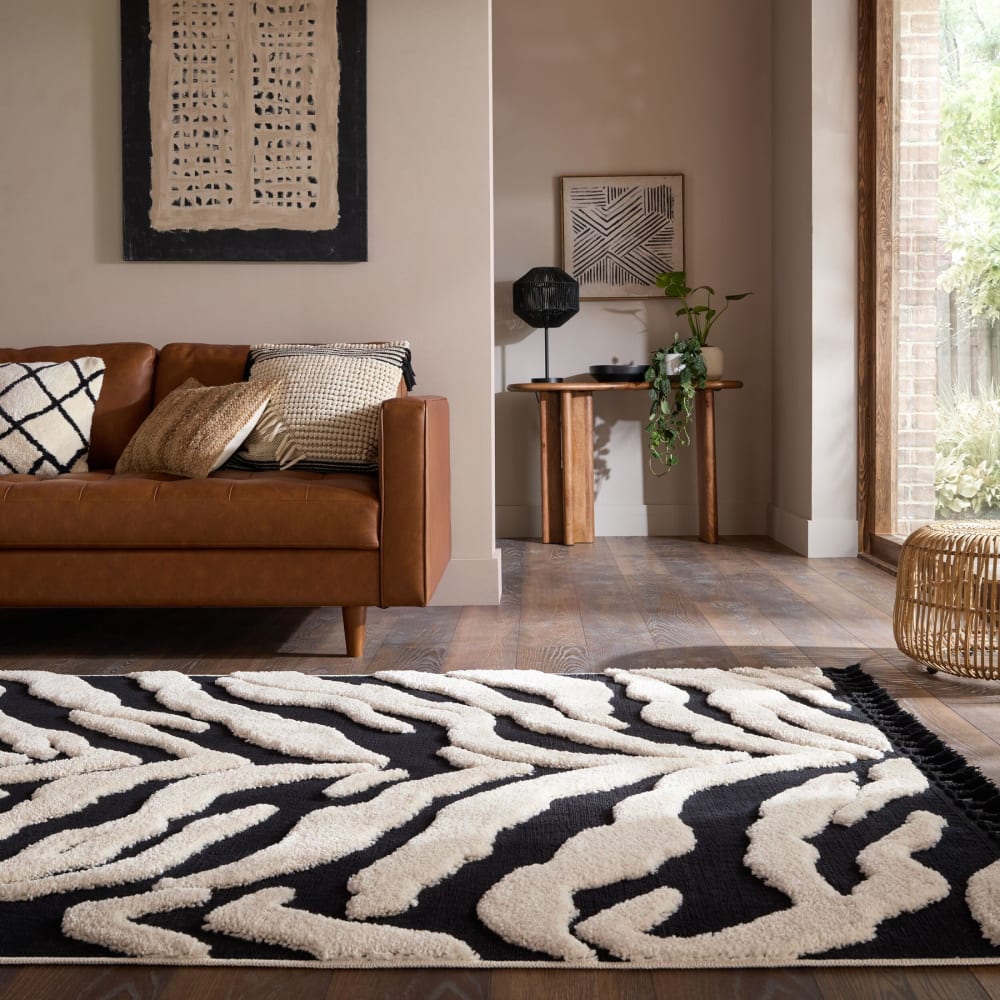 Tapis moderne blanc et noir 160x230cm — vue 3