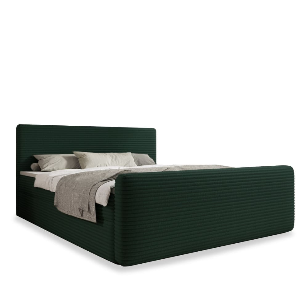 Lit coffre + matelas 160x200cm en velours côtelé Vert