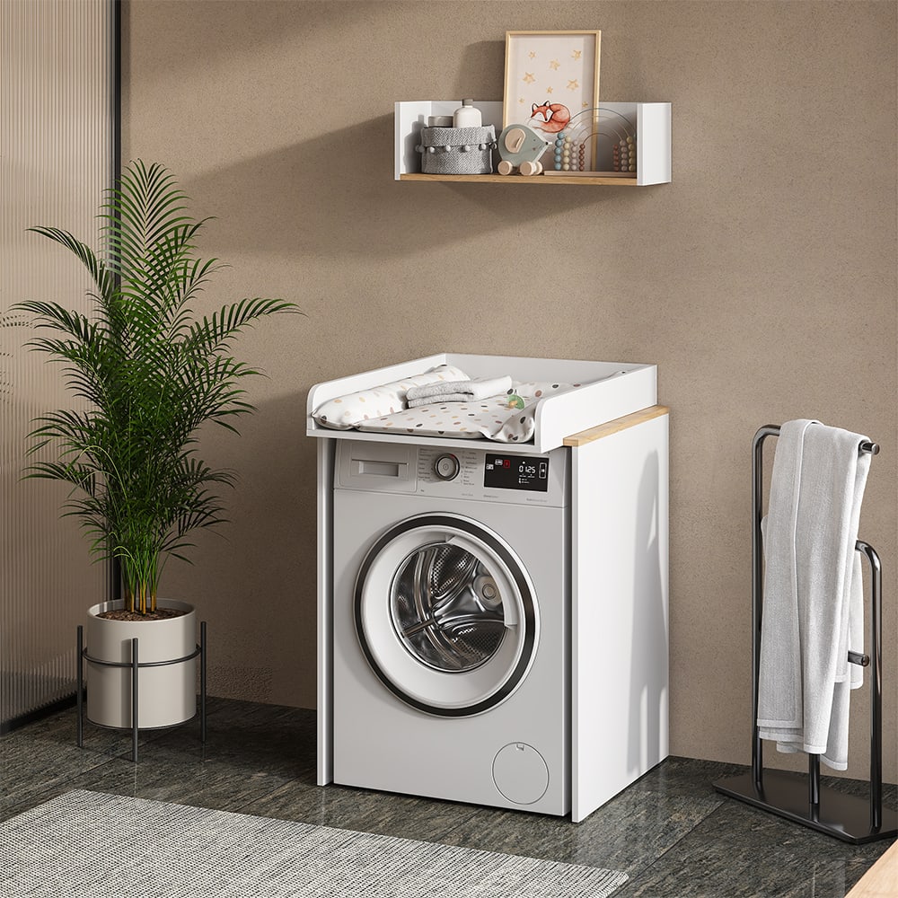 Armoire machine à laver avec plan à langer Blanche 68x88 cm