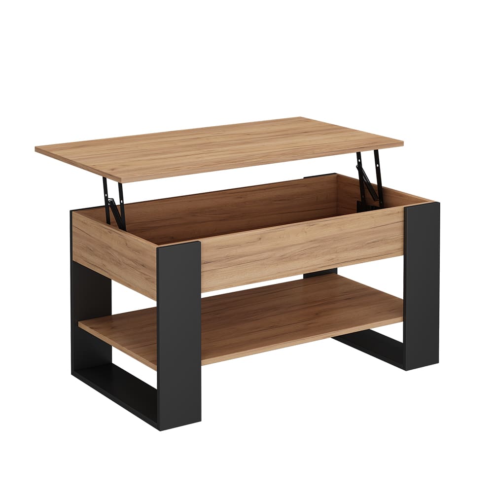 Table basse relevable Chêne/Anthracite 92x47 cm
