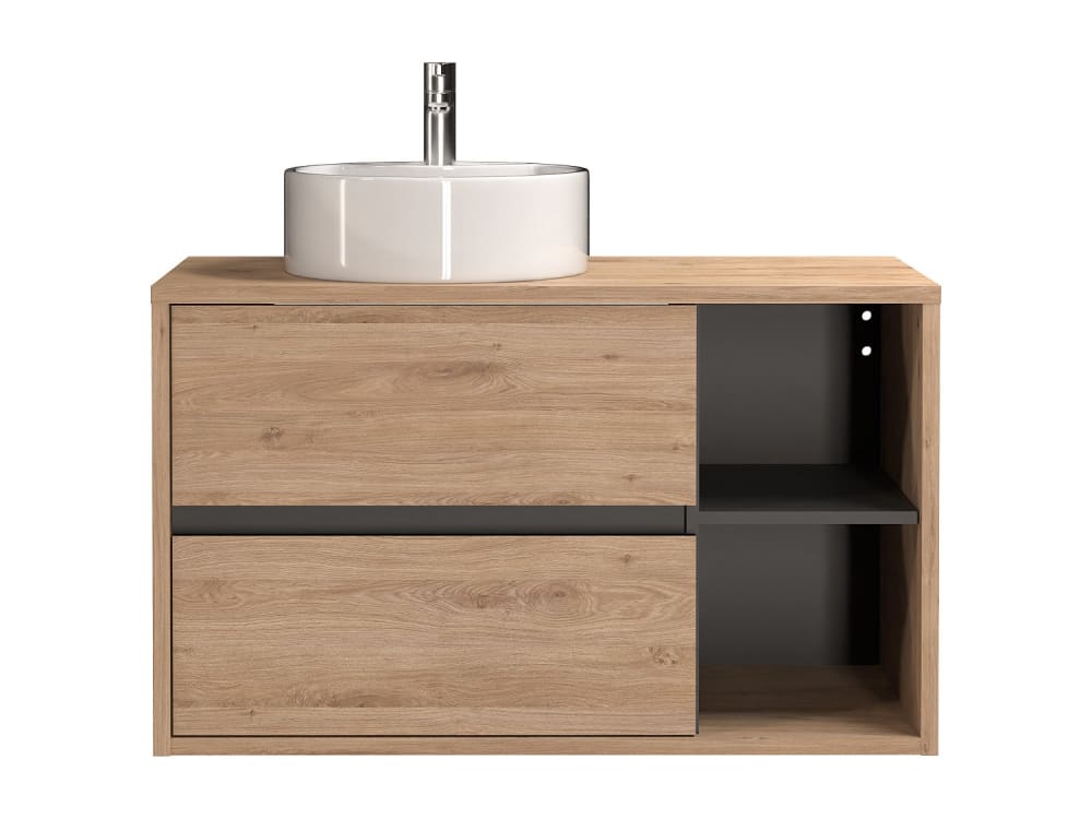Meuble simple vasque effet bois