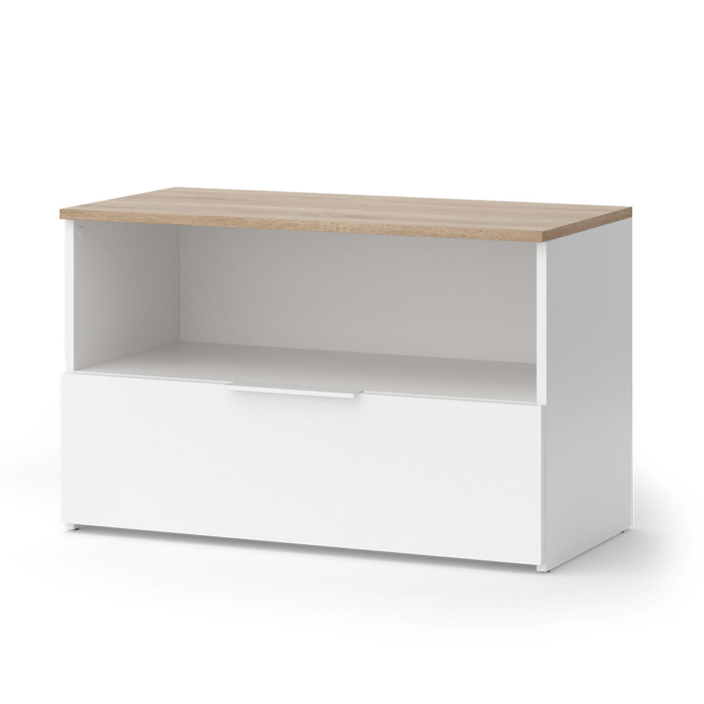 Commode avec compartiment fermé Blanche/Sonoma 80x50 cm
