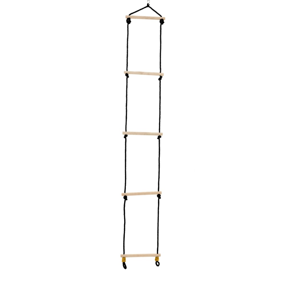 TP Toys Strickleiter mit 5 Sprossen für Klettergerüst Holz H190-250cm Schwarz Schwarz Holz