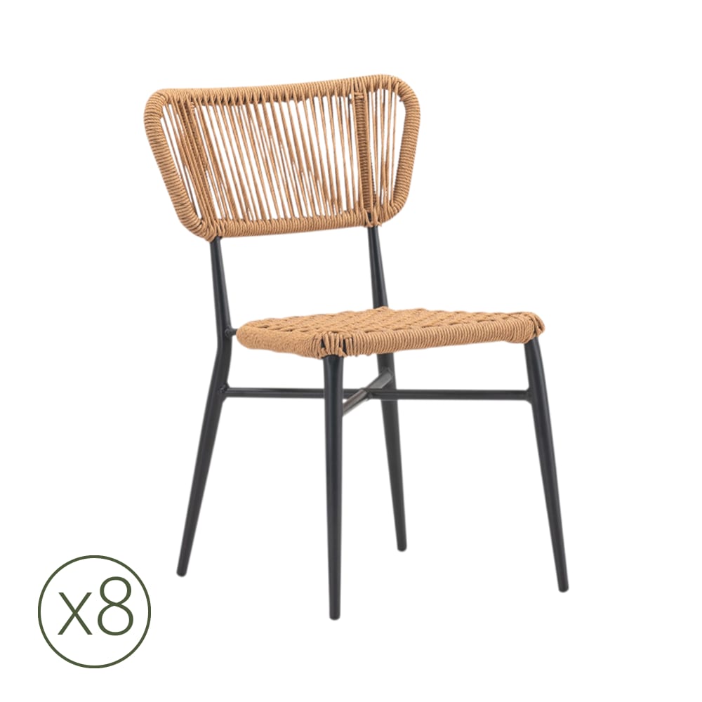 Lot 8 chaises jardin - corde