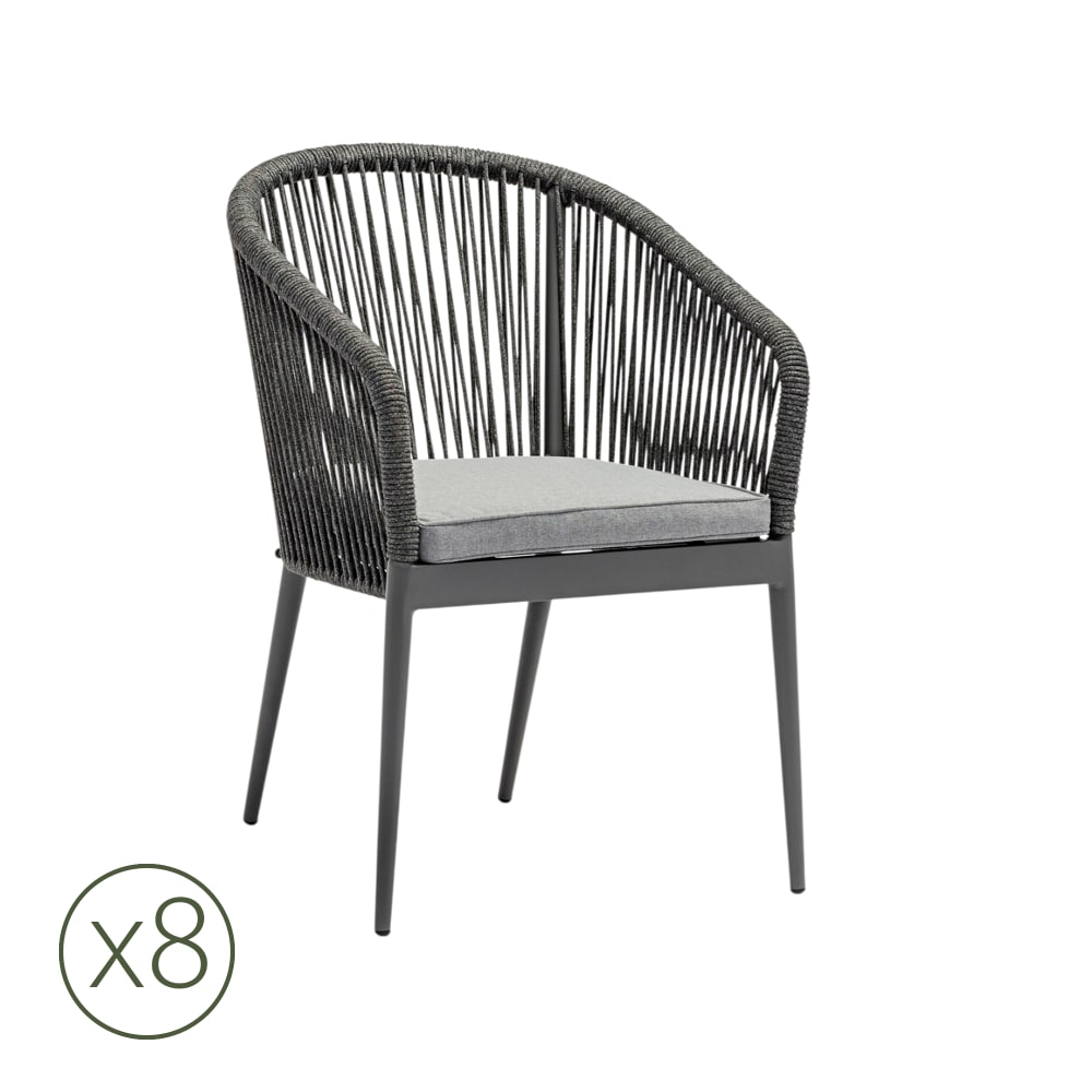 Lot 8 chaises jardin - corde
