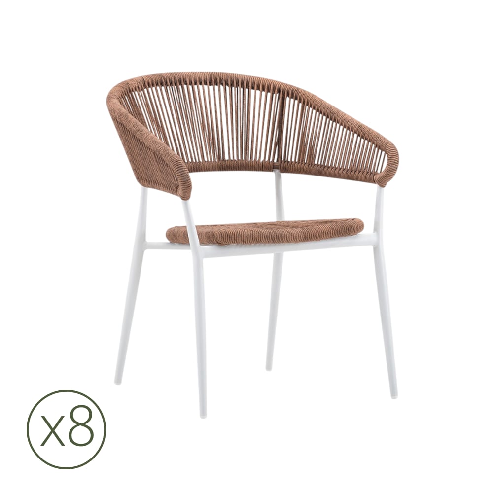 Lot 8 chaises jardin - corde