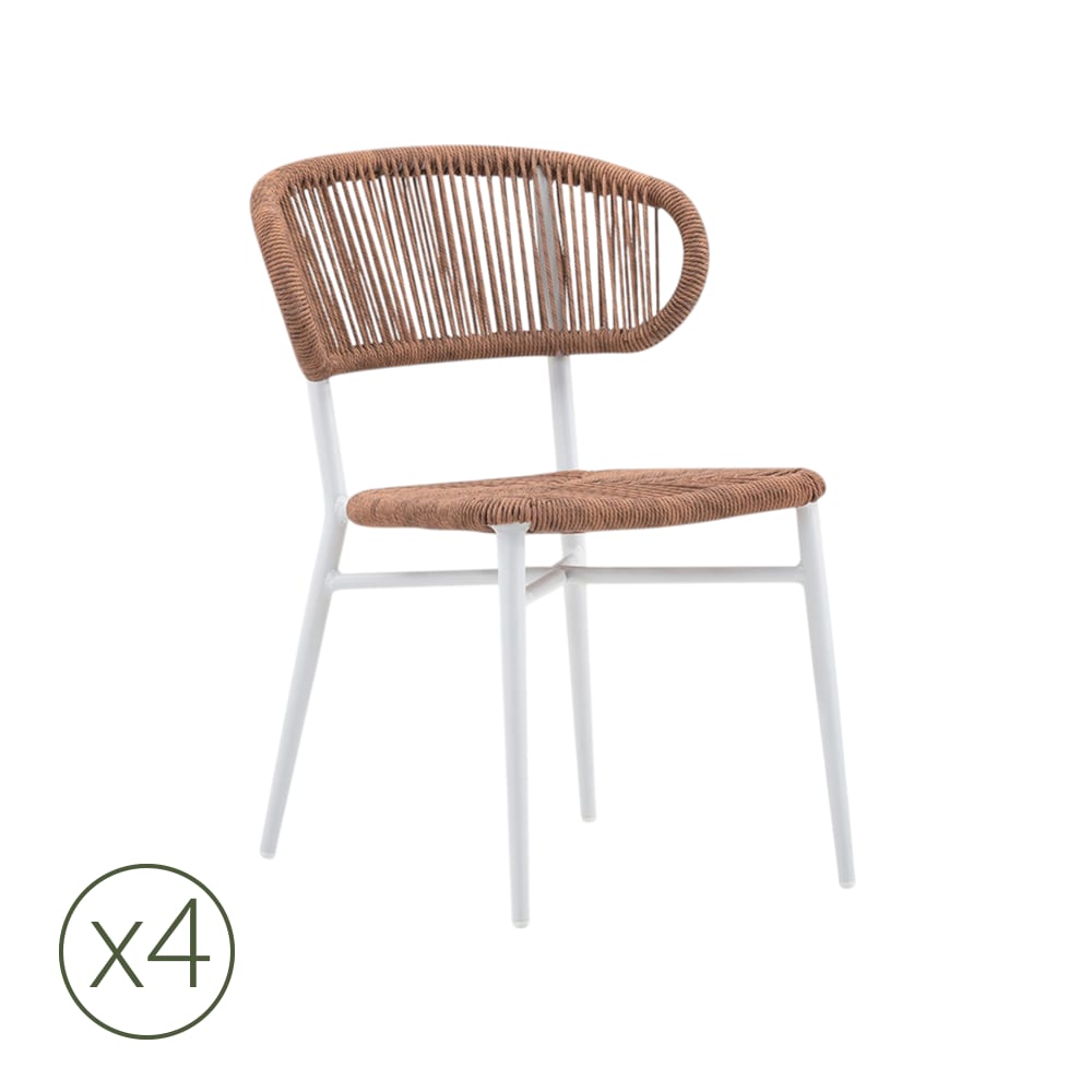 Lot 4 chaises jardin - corde