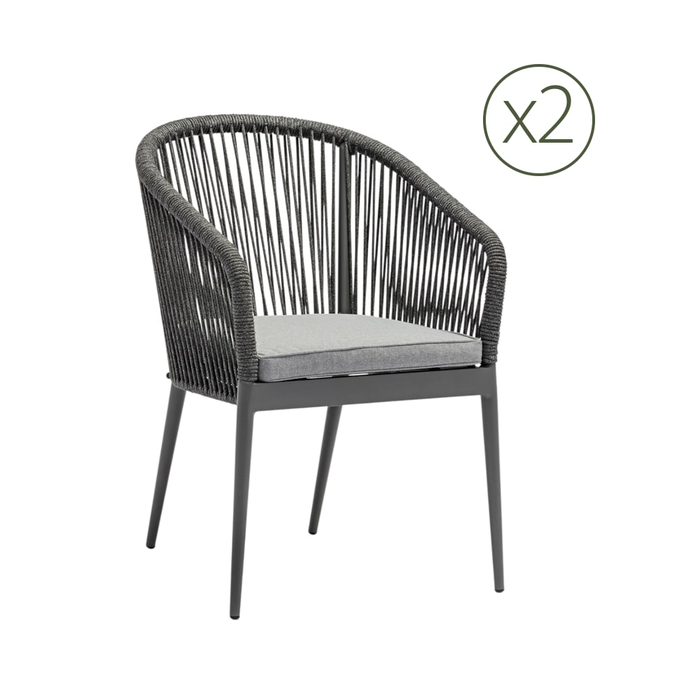 Lot 2 chaises jardin - corde