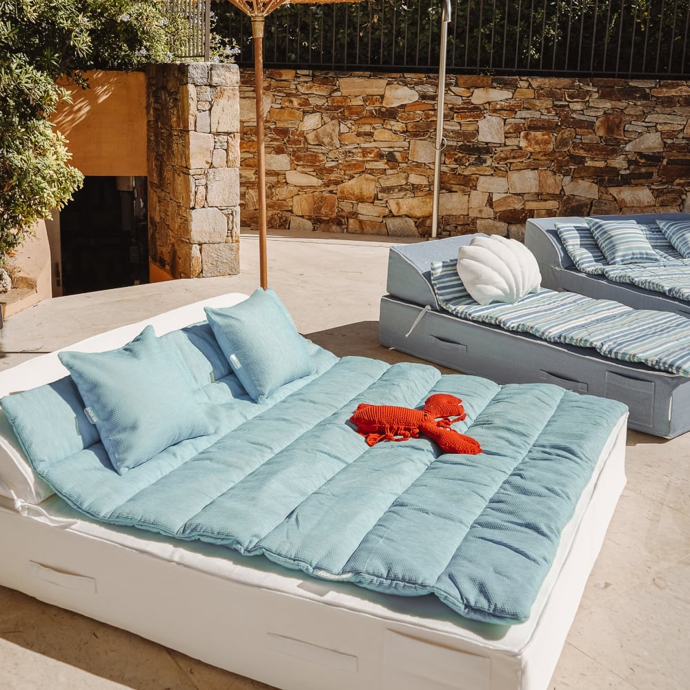 Surmatelas pour bain de soleil 2 places - Bleu ciel