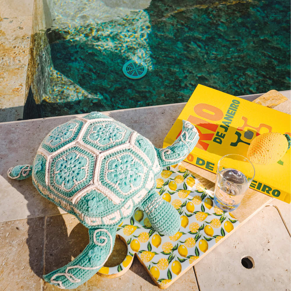 Coussin tortue crochet - Turquoise - Intérieur