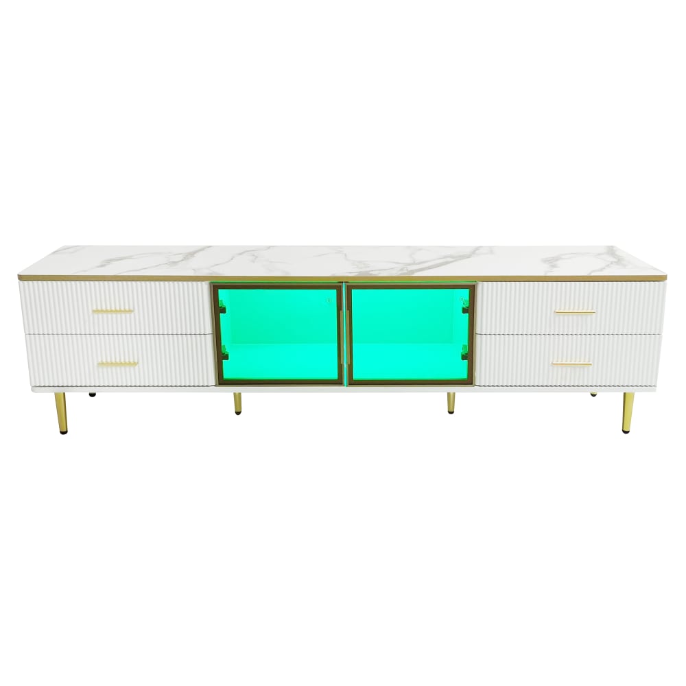 Meuble tv avec led, effet - blanc