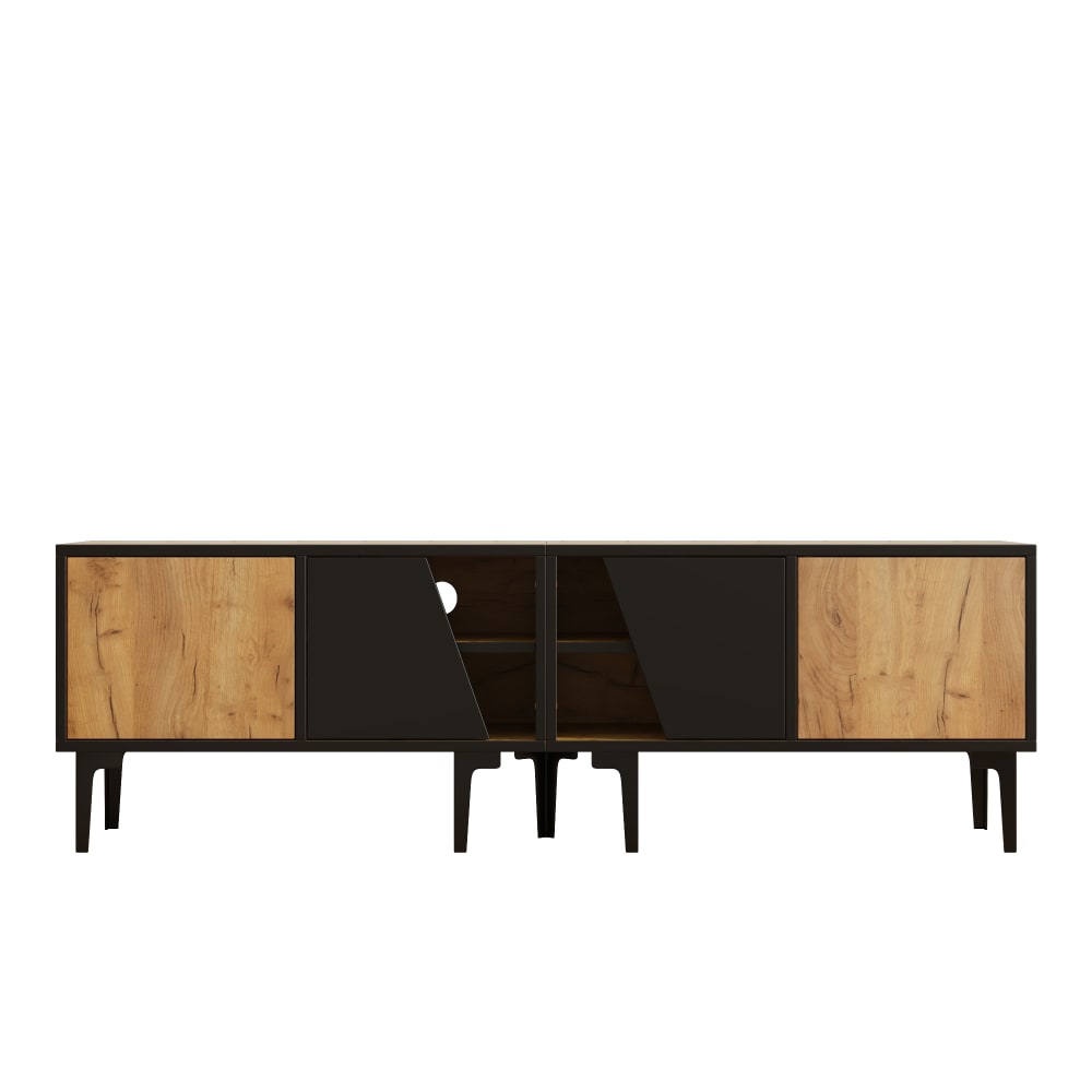 Meuble tv 4 portes pour tv 65 pouces couleur bois l160 cm