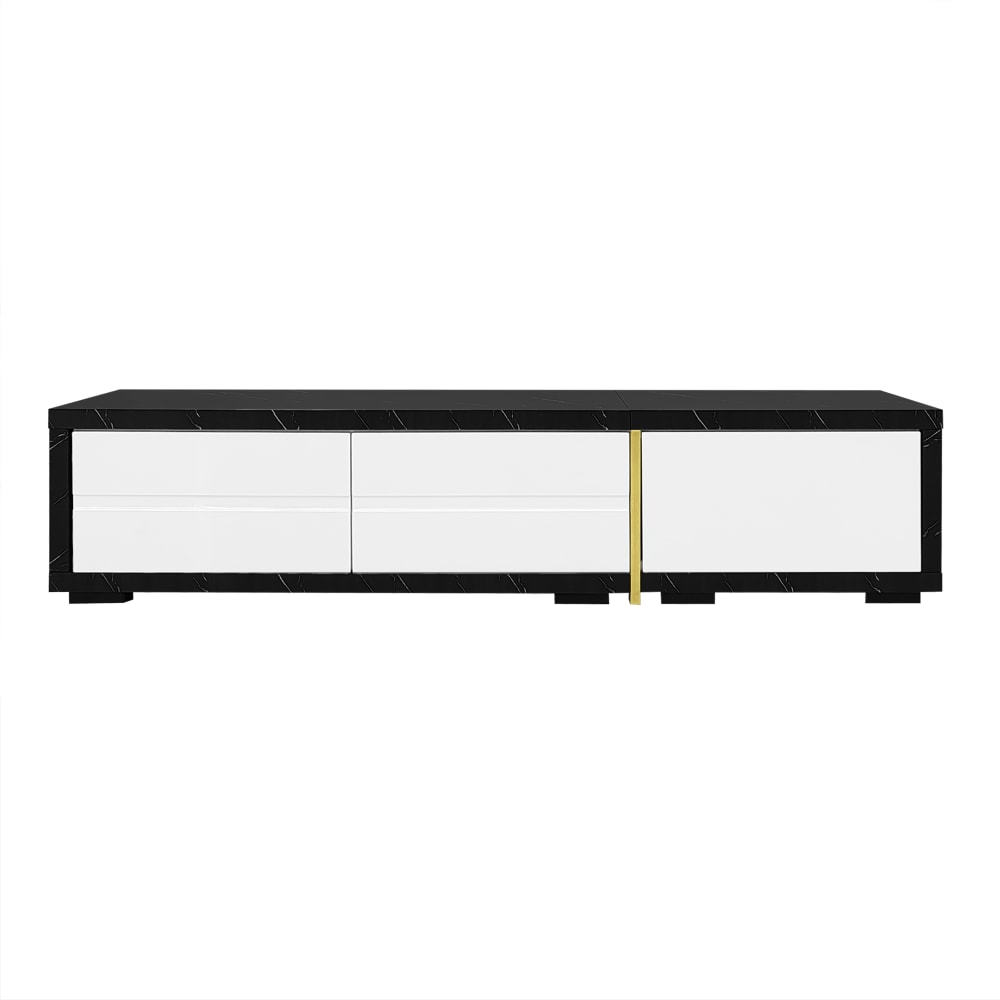 Meuble tv extensible rangement 140-260 cm, noir/blanc