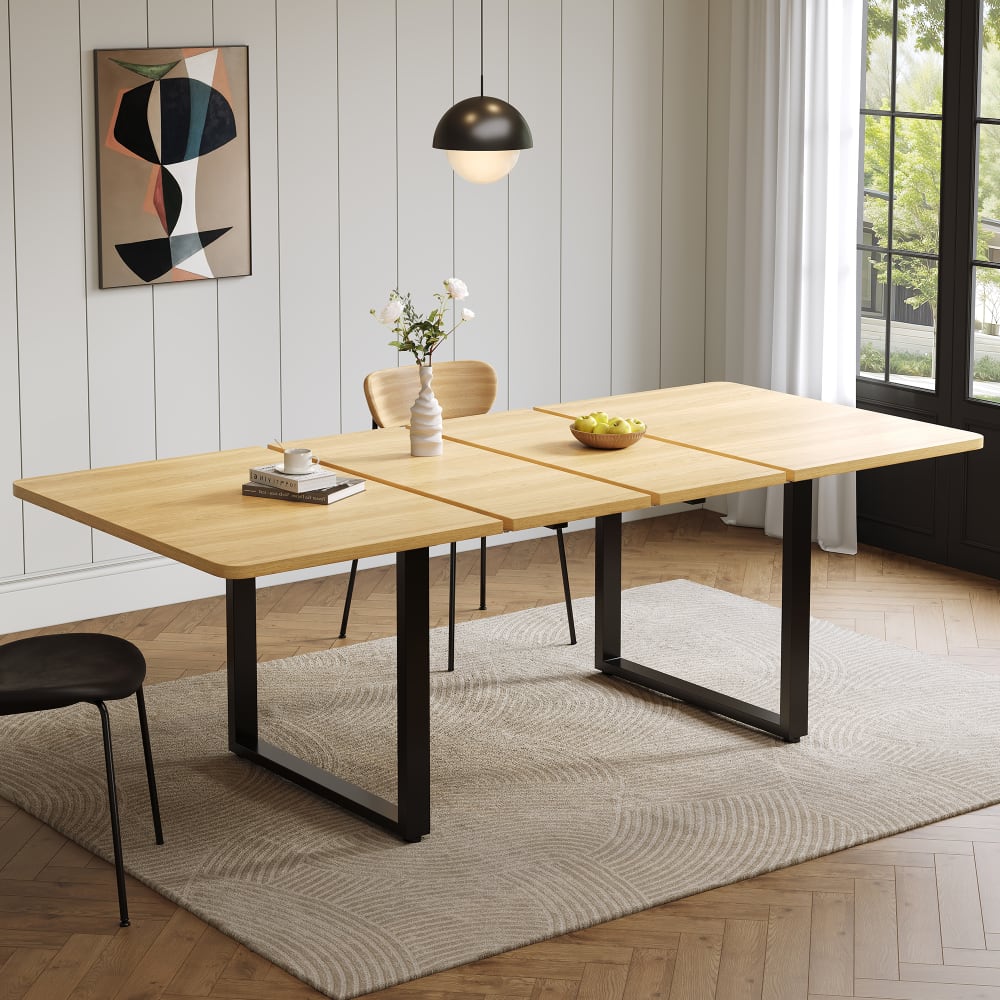 Table extensible, 3 longueurs, 140-220x80 cm, pieds en métal, chêne