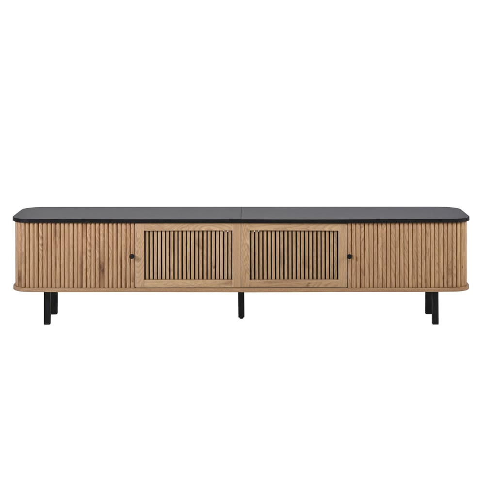 Meuble tv avec portes coulissantes et moustiquaire, 190x35 cm, chêne