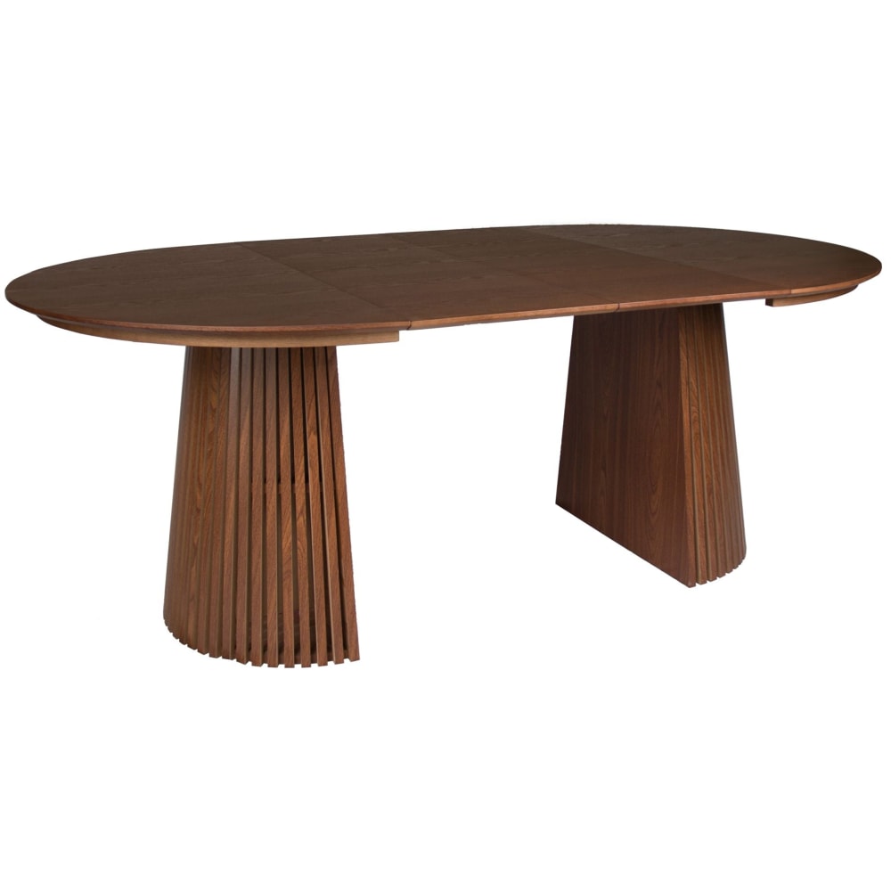 Selsey Ausziehtisch 120–200 x 120 cm, Lamellen-Design, Nussbaum-Optik Braun Spanplatte