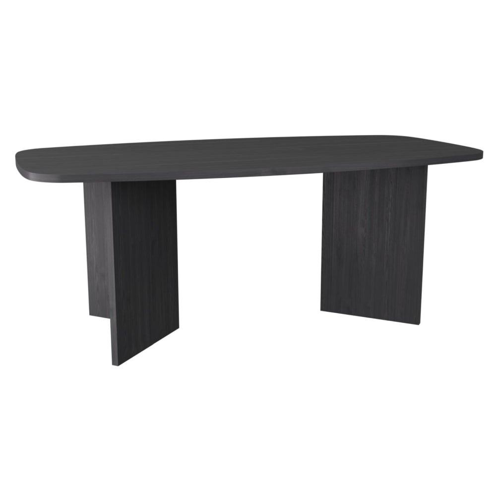 Table à manger rectangulaire, 190 cm, effet frêne noir-gris