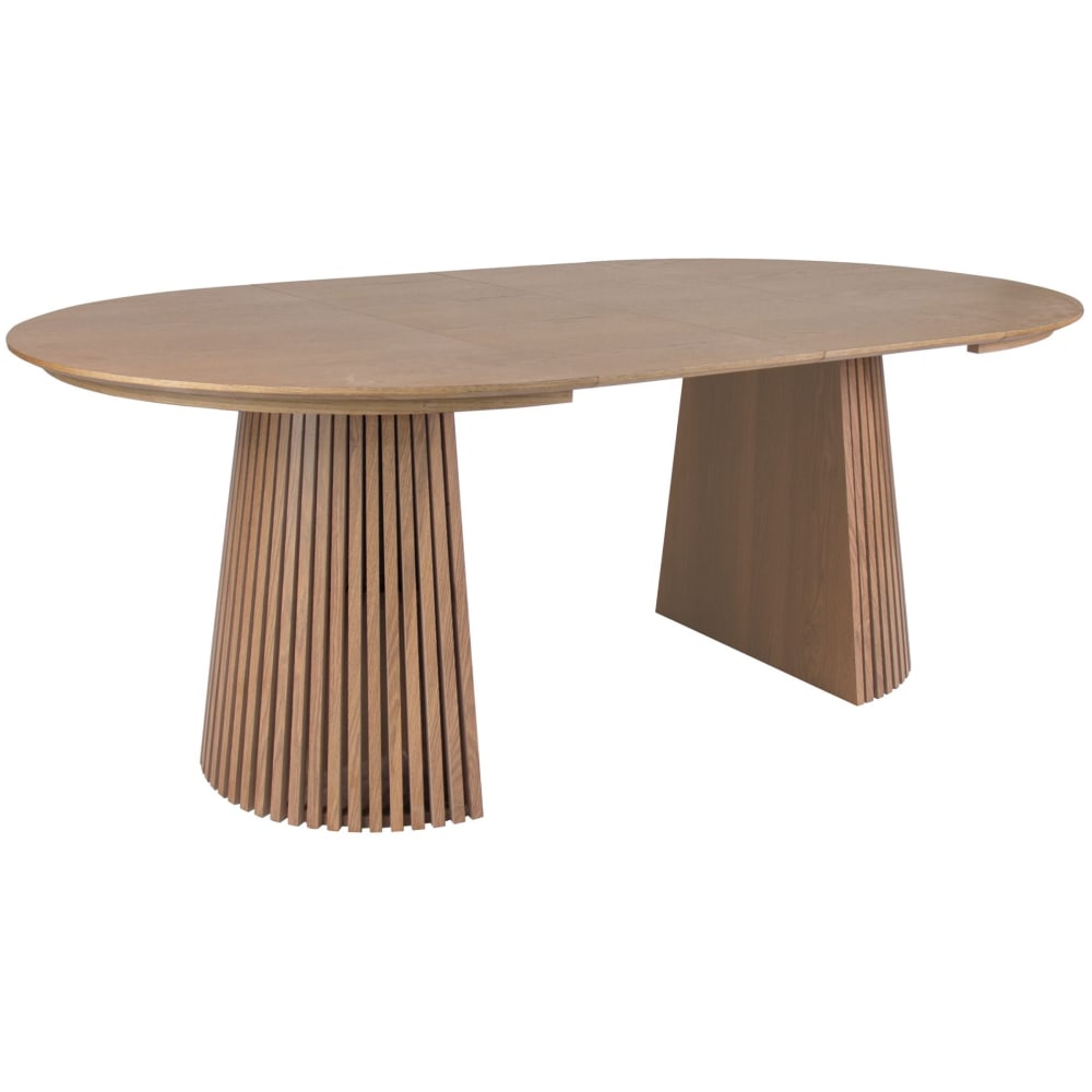 Selsey Ausziehtisch 120–200 x 120 cm, Lamellen-Design, Eichenholzoptik Beige Spanplatte