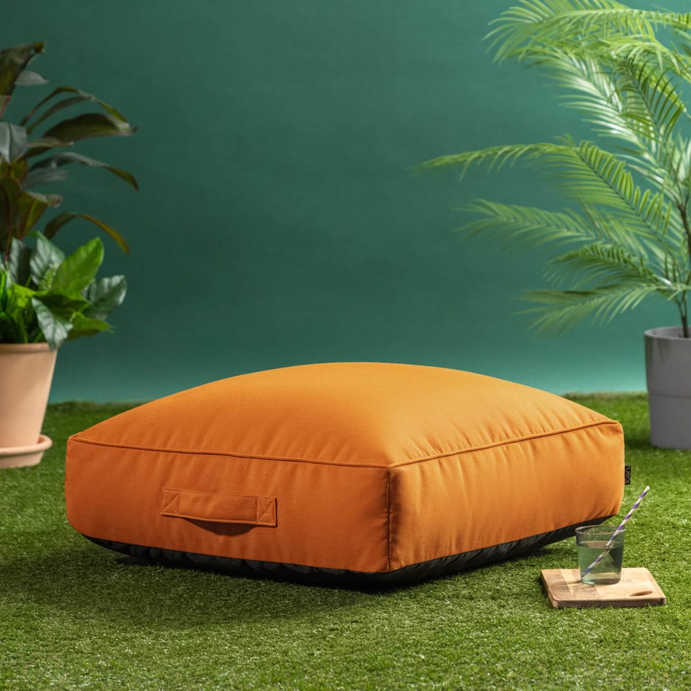 Pouf coussin de sol extérieur en oléfine imperméable orange brûlé