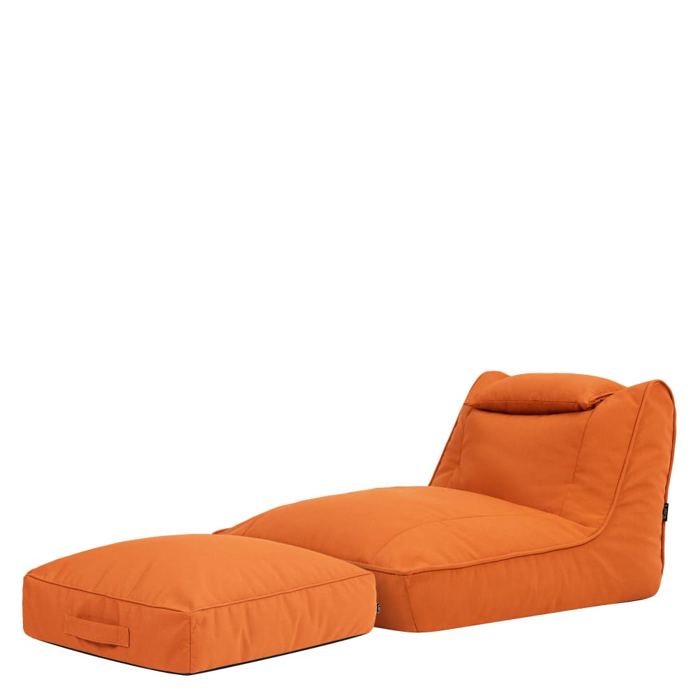 Pouf chauffeuse et coussin de sol en oléfine imperméable orange brûlé
