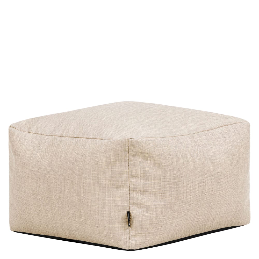 Pouf reposapiés cuadrado de interior y exterior en tejido beige