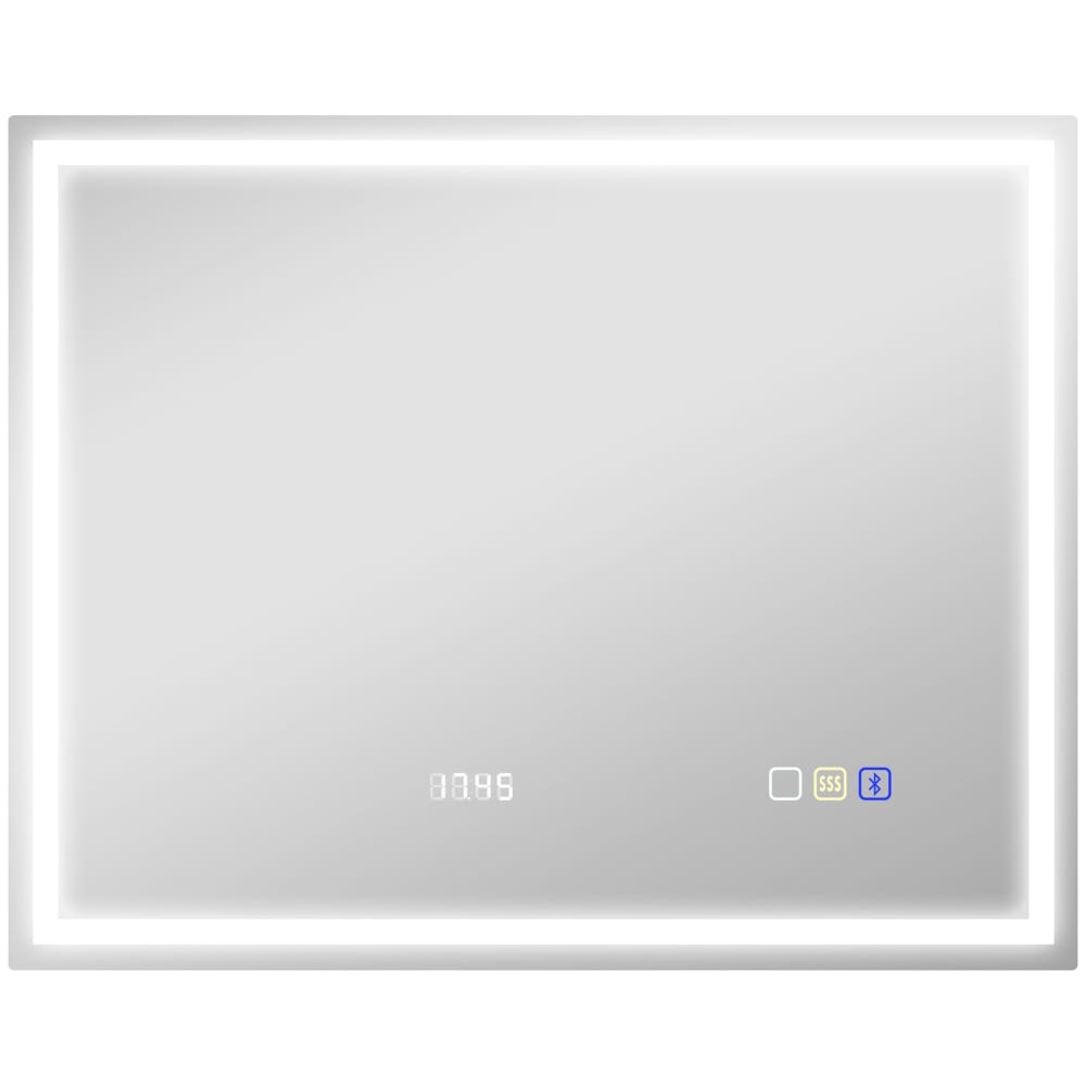 Miroir salle de bain bluetooth 80 x 100 cm éclairage led argent — Beyit
