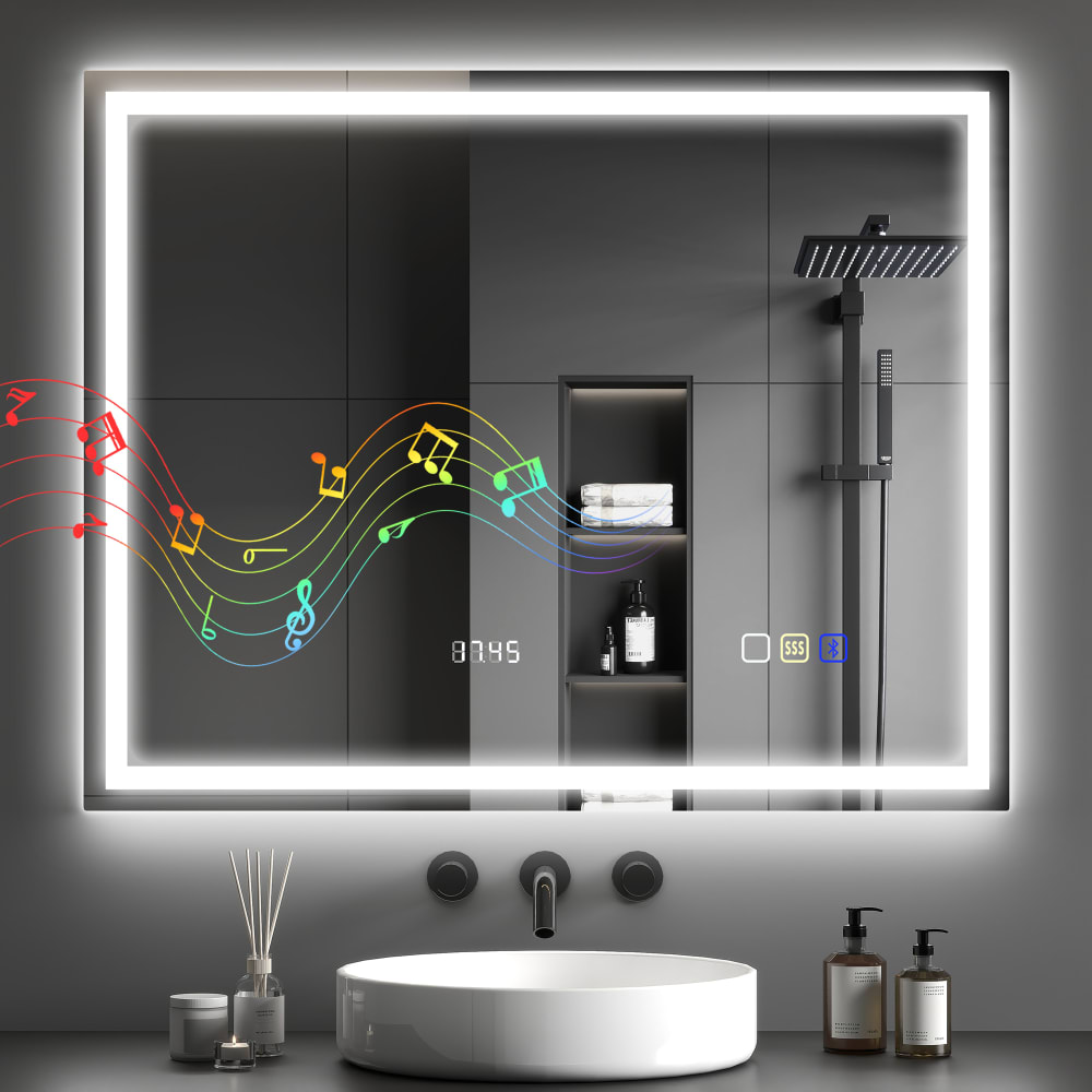 Bluetooth-LED-Spiegel 80x100cm, Silber - Maisons Du Monde