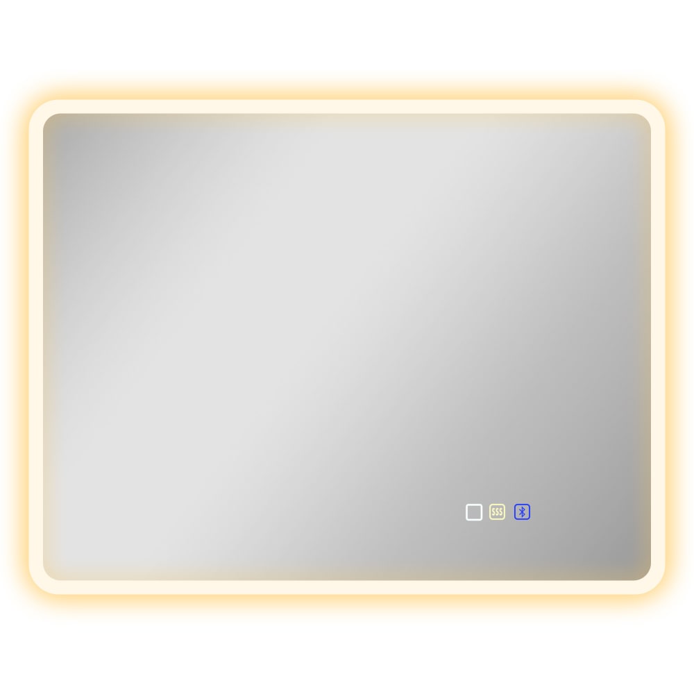 Miroir salle de bain bluetooth 70 x 90 cm éclairage LED argent