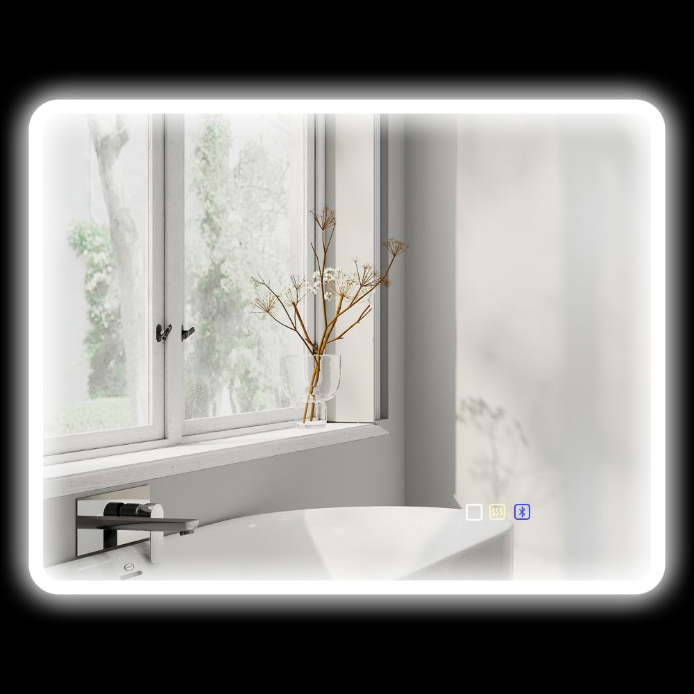 Bluetooth-LED-Badezimmerspiegel 70x90cm, Silber - Maisons Du