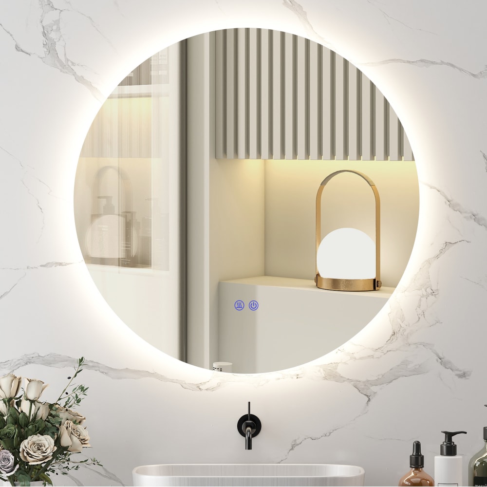 LED-Wandspiegel, antibeschlagen, Weißglas/Silber - Maisons Du