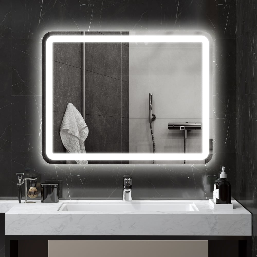 LED-Badezimmerspiegel, verstellbar & beschlagfrei, silber -