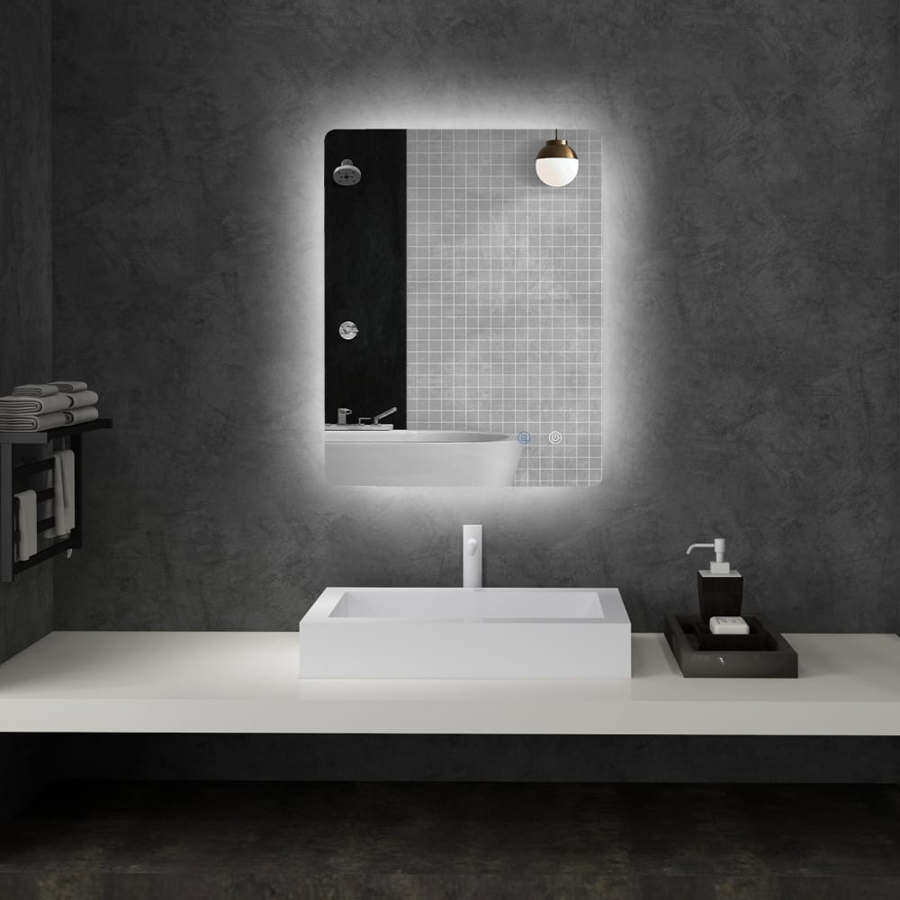 LED-Spiegel, antibeschlagen, Badezimmer & weißes Glas - Maisons