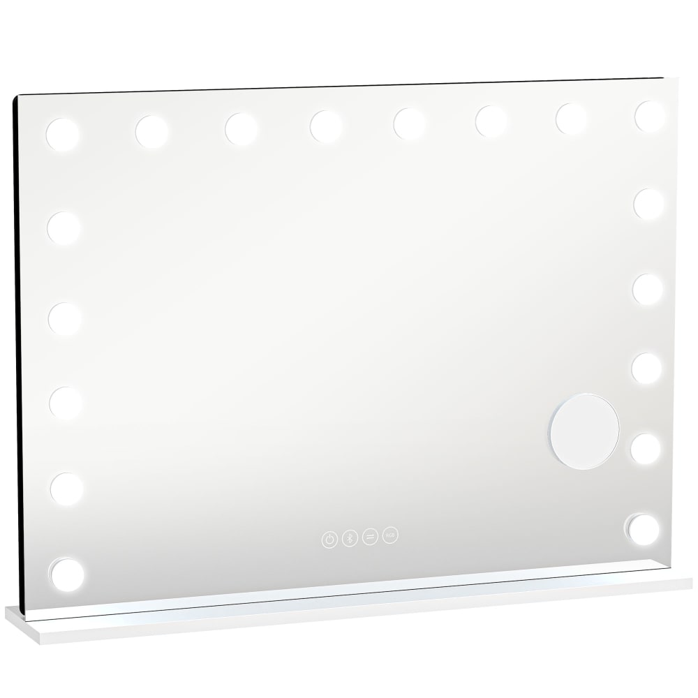 Miroir maquillage Hollywood 18 ampoules lumière RGB verre blanc