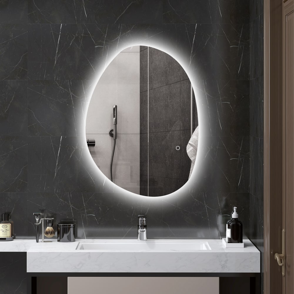 Miroir salle de bain led anti-buée interrupteur tactile argent