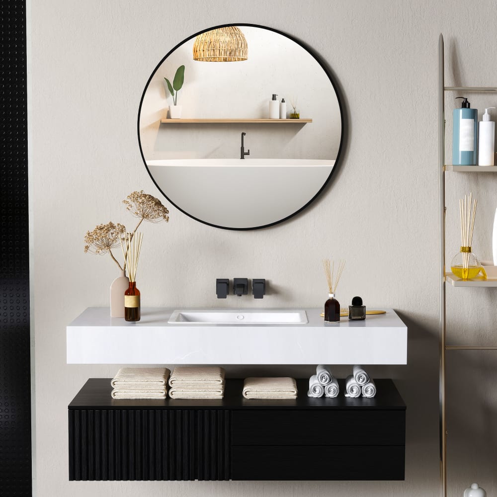 Rundspiegel-Wanddekoration, Metall & Schwarz - Maisons Du Monde