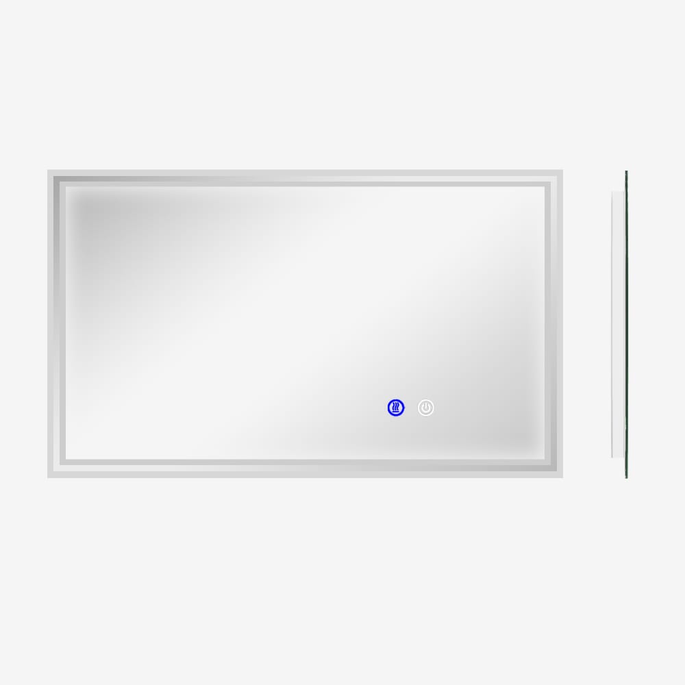 Miroir de salle de bain rectangulaire mural lumineux LED 3 couleurs