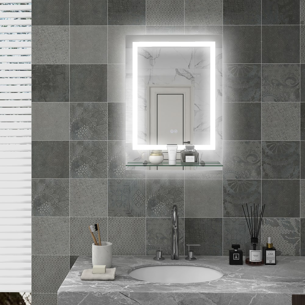 Miroir lumineux led anti-buée verre blanc