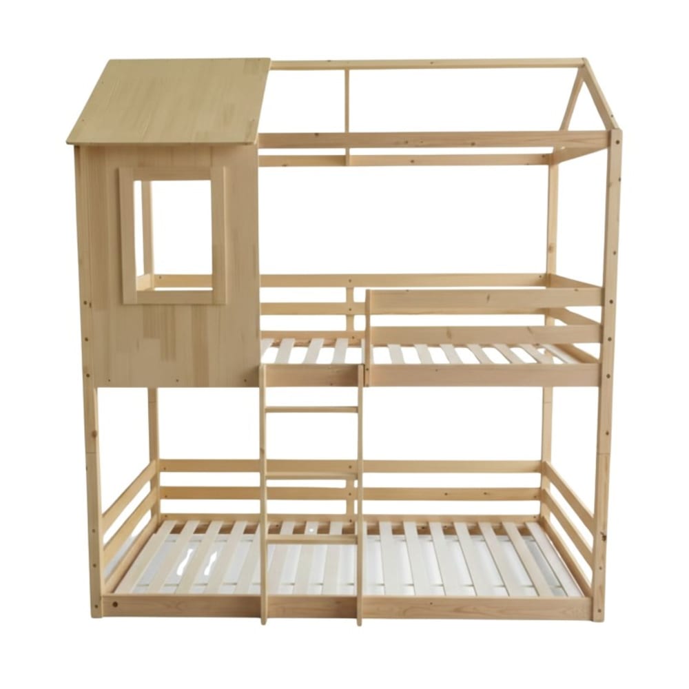 Lit superposé montessori divisible bois beige 90x190cm