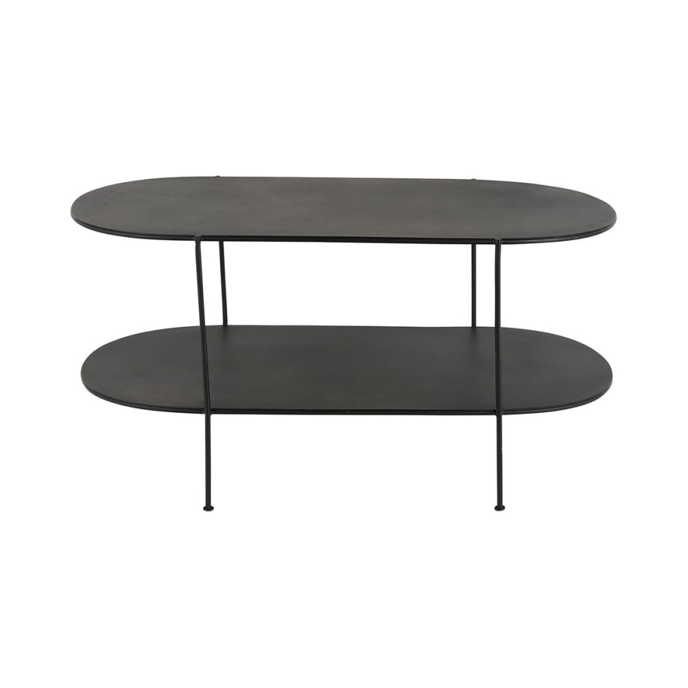 Table basse ovale double plateau en métal noir