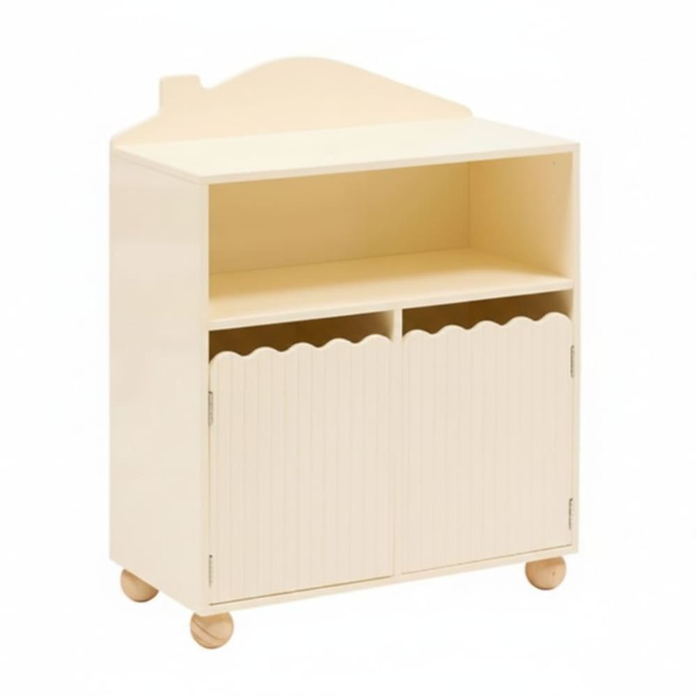 MueMue Regal niedrig mit Türen beige 75.5x60x30cm Spanplatte Kinder