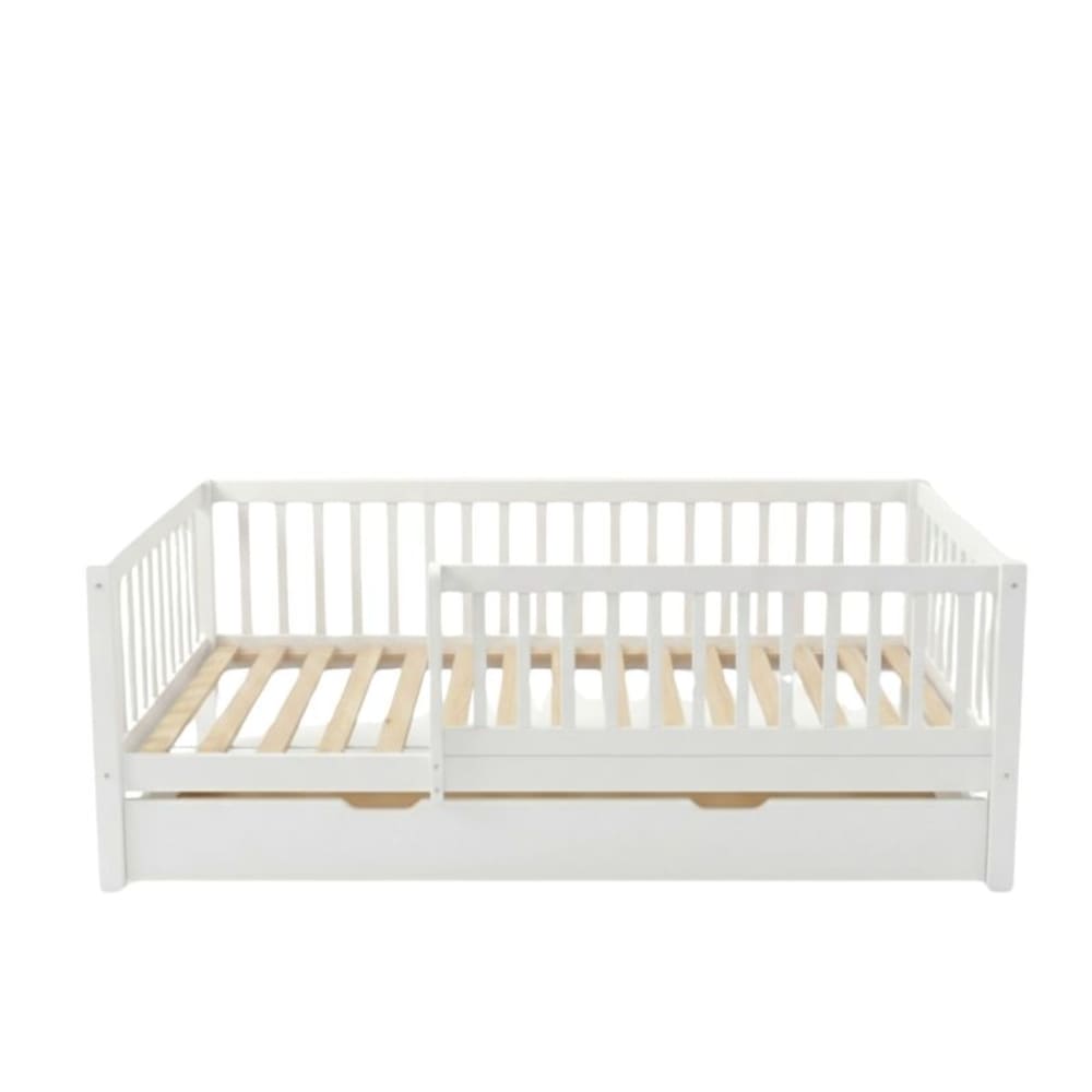 MueMue - Lit transformable + lit gigogne bois blanc 90x190cm
