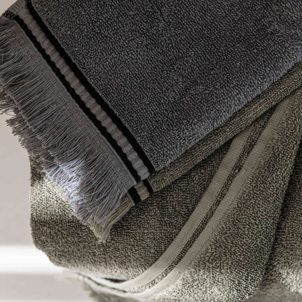 Decoclico Gästehandtuch aus Baumwolle und Leinen, Kaki Grün Leinen