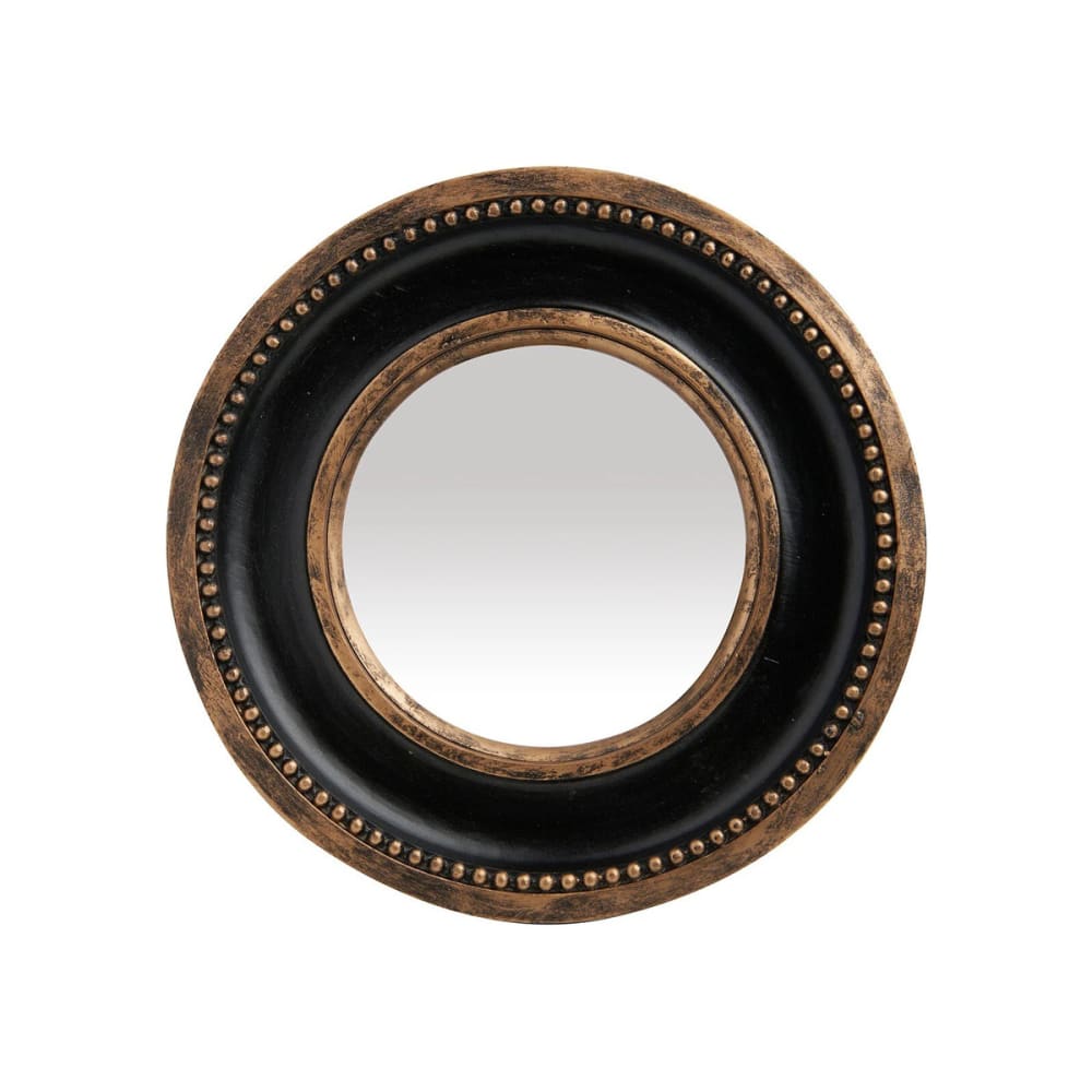 Miroir rond convexe il de sorcière charbon et doré
