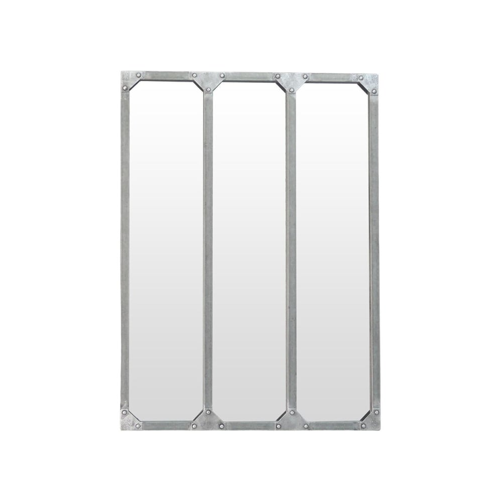 Decoclico Rechteckiger Atelier-Spiegel in Zink-Optik 60 x 83 cm style industrial Silber Metall