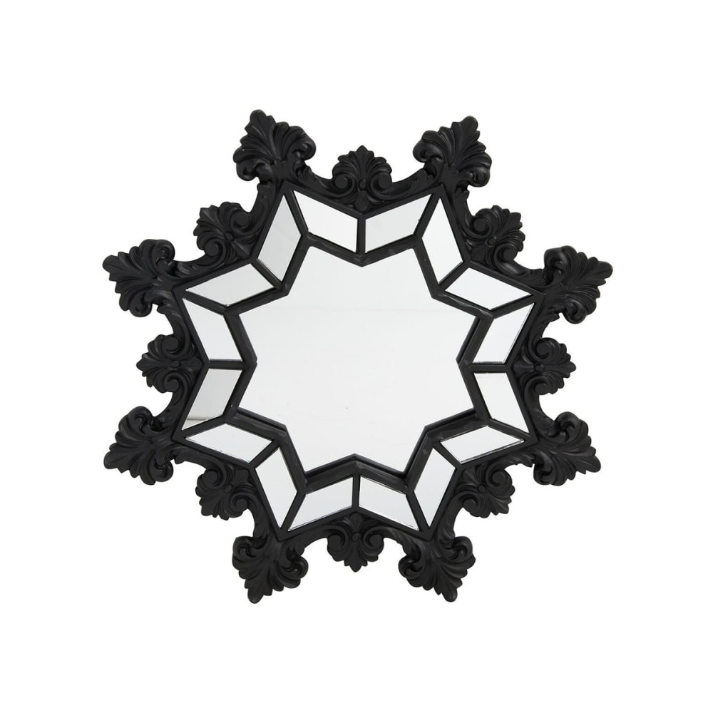 Miroir baroque octogonal forme flocon noir mat — Beyit
