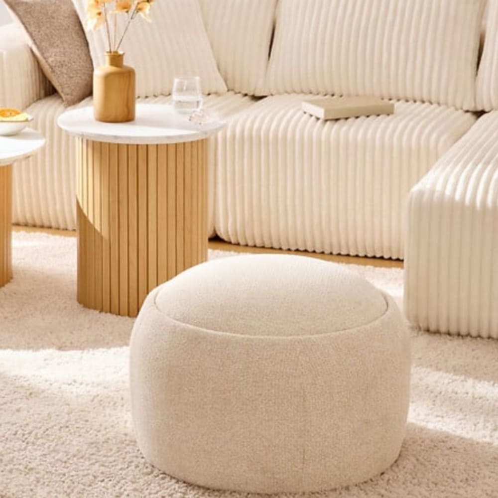 Pouf avec rangement polyester beige 40x60x60cm (MueMue) - Image 1