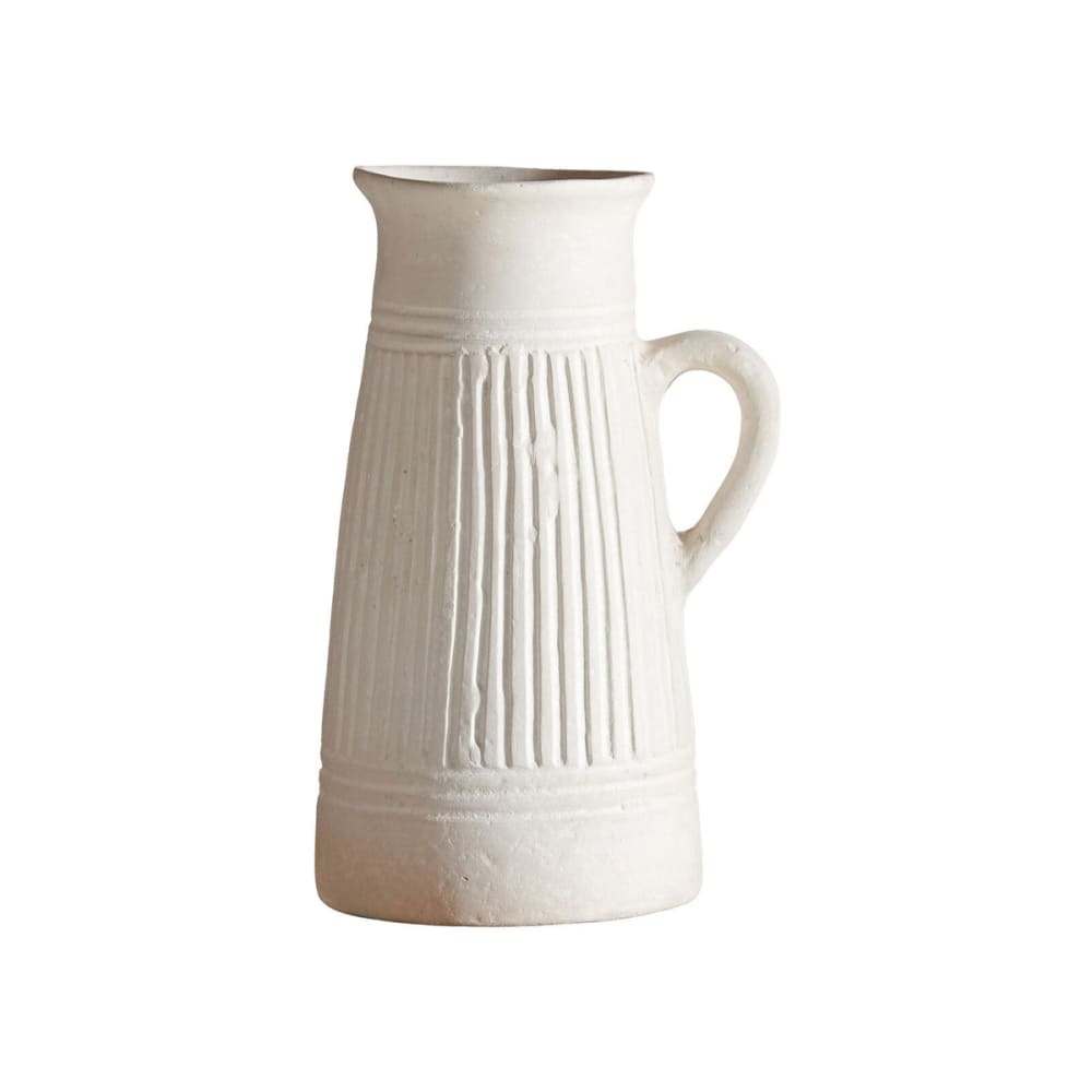 Vase à anse en papier mâché blanc