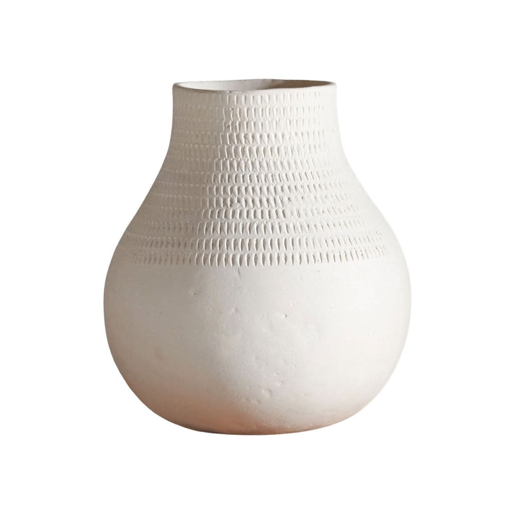 Vase boule en papier mâché blanc